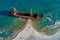 Aerial view of Shipwreck Dimitrios in Gythio Peloponnese, in Greece