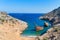 Aerial view of Shipwreck Olympia in Amorgos island