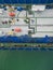 Aerial view shipyard have crane machine and container ship in gr