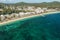 Aerial view of Shoal Bay foreshore and town, Port Stephens, Australia