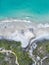 Aerial view of a shore with teal waters in Denmark, Great Southern region, Western Australia