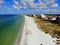 The aerial view of the shore and waterfront resorts near Madeira Beach, Florida, U.S.A