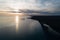 aerial view of the shoreline of the lake, view from above