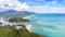 Aerial view of Sichon beach and bay blends with the blue sea.