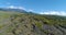 Aerial view of Sicily mountain. Drone aerial of arid land near Etna volcano.