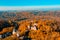 Aerial view of the Sigulda castle during golden autumn season.