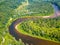 Aerial view of the Sigulda city with Gauja river