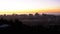 Aerial view of the Silhouettes of Skyscrapers against the Sunset in the Big City