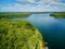 Aerial view of Silvan reservoir lake.