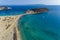 Aerial view of Simos beach in Elafonisos island in Greece