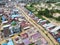 Aerial view of Situation Flood in sangatta city