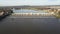 Aerial view of Sixteenth century Mustafa Pasha Bridge Old Bridge over Maritsa river in town of Svilengrad, Bulga