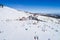 Aerial View of skiers at Ski Resort Vasilitsa in the mountain ra