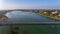 Aerial. View from the sky to the bay in Ria Formosa. Quinta de Lago.