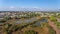 Aerial. View from the sky at the tourist town Dunas Douradas, Vale de Lobo.