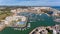 Aerial. View from the sky of the tourist town Vilamoura, Marina.