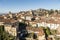 Aerial view of the skyline of Bergamo Alta