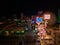 Aerial view of the skyline of Reno Nevada USA at night.