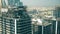 Aerial view of a skyscraper construction site details. Dubai, UAE