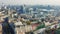 Aerial view of skyscrapers and buildings in Kiev, day light in the autumn. Football stadium. Panoramic wide shot