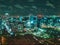 Aerial view of the skyscrapers and streets of Tokyo, Japan at night