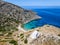 Aerial view of the small beach of Armeas next to Galissas, Syros island