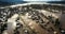 Aerial View of a Small City Grappling with Devastation from Post-Storm Flooding