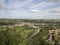 Aerial view of a small English town