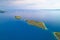 Aerial view of small island archipelago, island Korcula