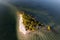 Aerial view of a small island surrounded by waters in North Palm Beach, Florida