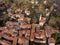 Aerial view of small Italian village Cassano Valcuvia at winter season, situated in province of Varese, Italy