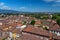 Aerial view of the small medieval town of Lucca, Toscana Tuscany, Italy, Europe. View from the Guinigi tower