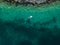 Aerial view of a small sailing boat docked at Otok Zavinac Veli island, Zadar, Croatia