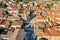 Aerial view of small town Pietrasanta in Versilia northern Tuscany in province of Lucca, Italy