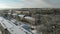 Aerial View Small Town Residential District Apartment Houses Snowy Winter Day