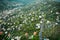 Aerial view of the small town Santa Margherita Ligure with mountains on the background at sunset. Italian landscape near