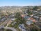 Aerial view of small valley with big mansions in La Jolla Hermosa, San Diego