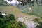 Aerial view of small, wooden houses in Batad village in Luzon, Philippines