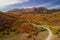 Aerial view of Snow basin in Utah filled with brilliant fall foliage