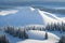 Aerial view of snow capped mountain scene