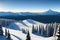 Aerial view of snow capped mountain scene