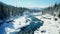 Aerial view of snow covered pine trees in norway s pristine winter forest drone photography