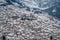 Aerial view of the snowy Metsovo is a town in Epirus, in the mountains of Pindus in northern Greece