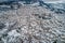 Aerial view of the snowy Metsovo is a town in Epirus, in the mountains of Pindus in northern Greece