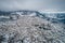 Aerial view of the snowy Metsovo is a town in Epirus, in the mountains of Pindus in northern Greece