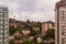 Aerial view of Sochi through wet glass, Russia