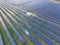 Aerial view of a solar farm producing clean renewable sun energy