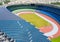 Aerial view solar panel onroof of Stadium