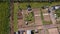 An aerial view of some allotments surrounded by fields