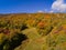 Aerial view of some rural fall color landscape over Mont Orford